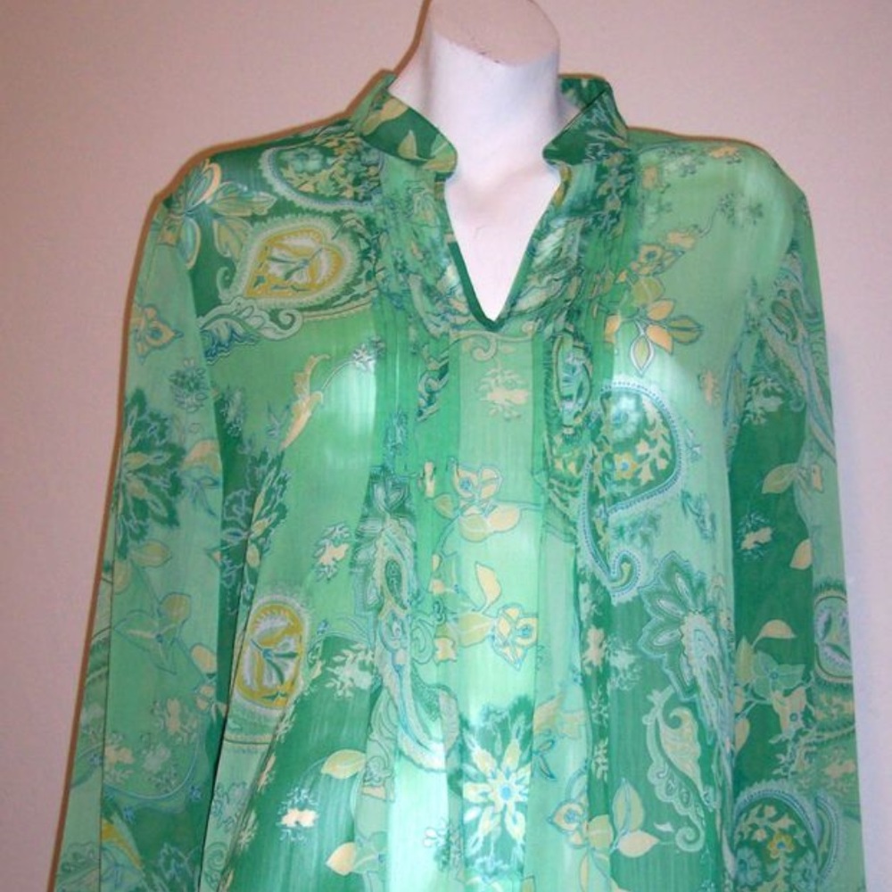 Susan Graver Crinkled Chiffon Blouse W/ Tank NWOT